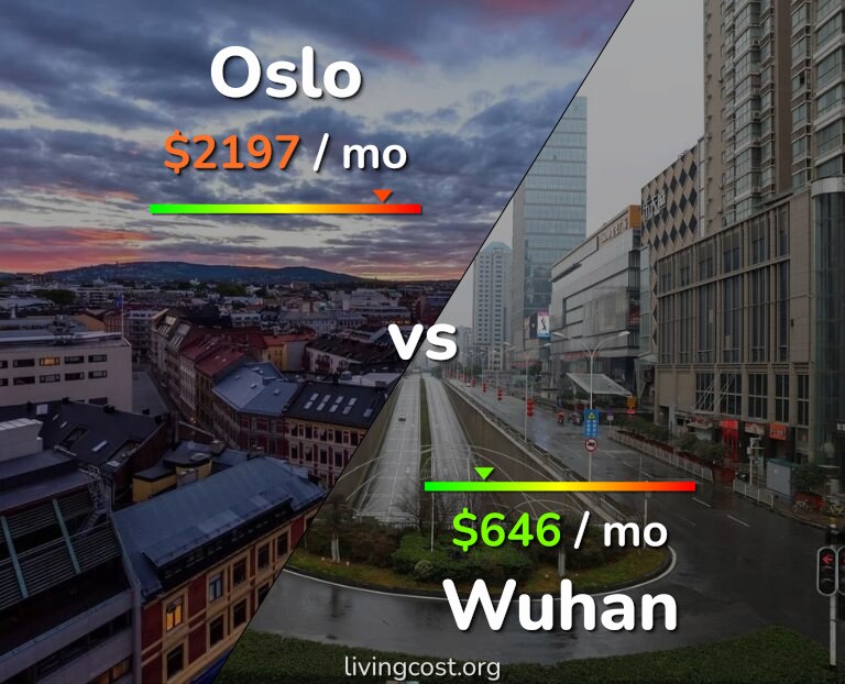 Cost of living in Oslo vs Wuhan infographic