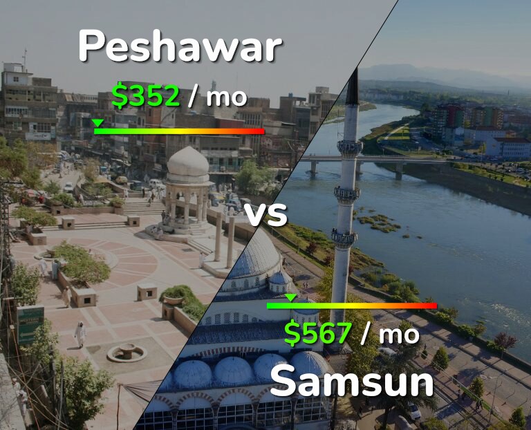 Cost of living in Peshawar vs Samsun infographic