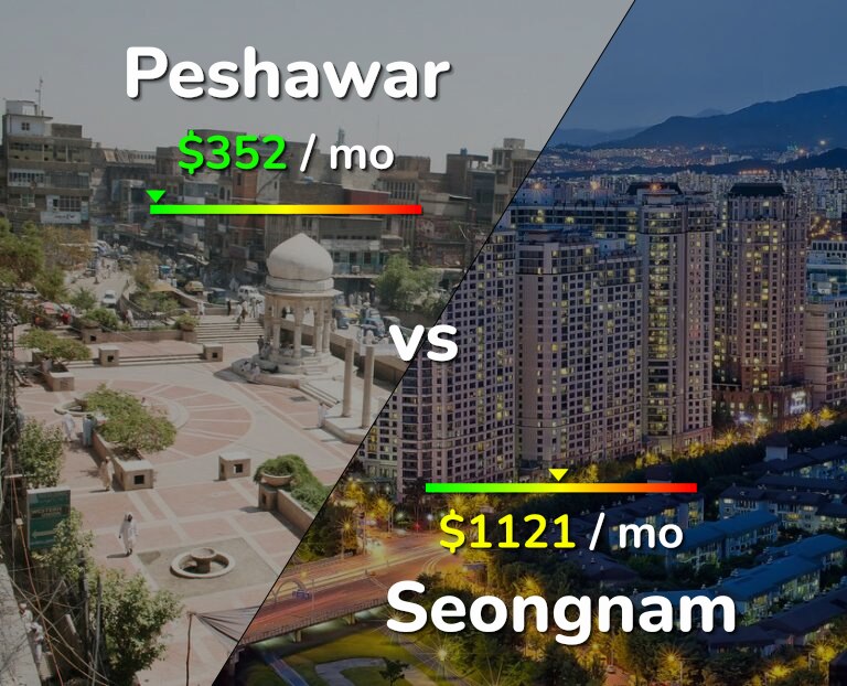 Cost of living in Peshawar vs Seongnam infographic