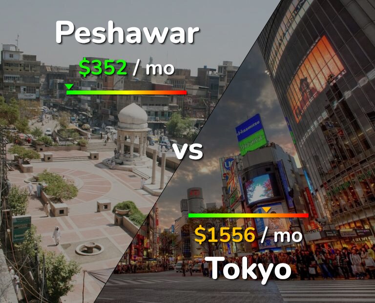 Cost of living in Peshawar vs Tokyo infographic