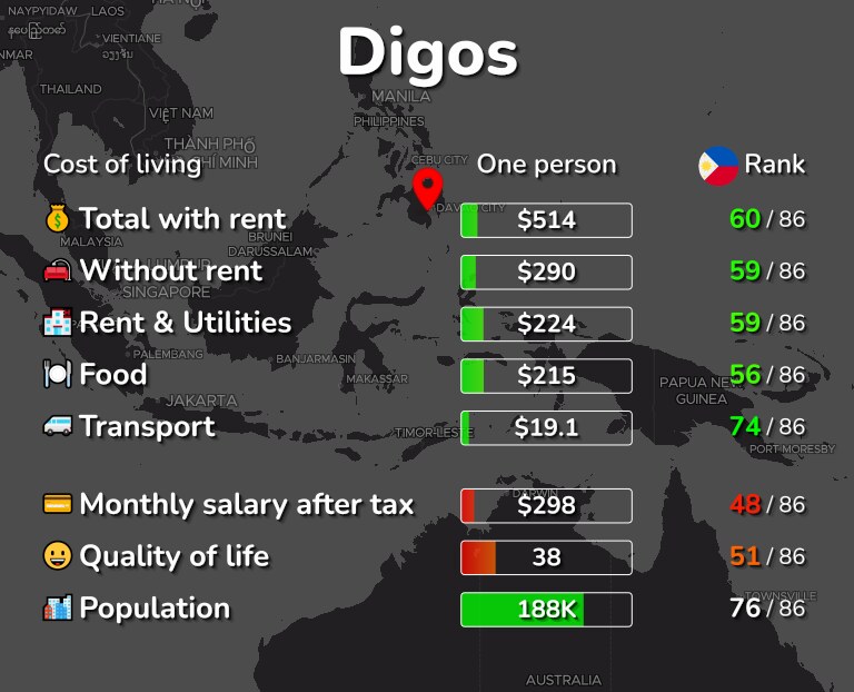 Cost of living in Digos infographic