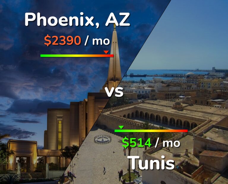 Cost of living in Phoenix vs Tunis infographic