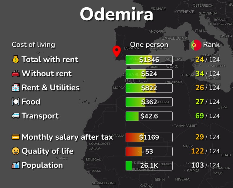 Cost of living in Odemira infographic