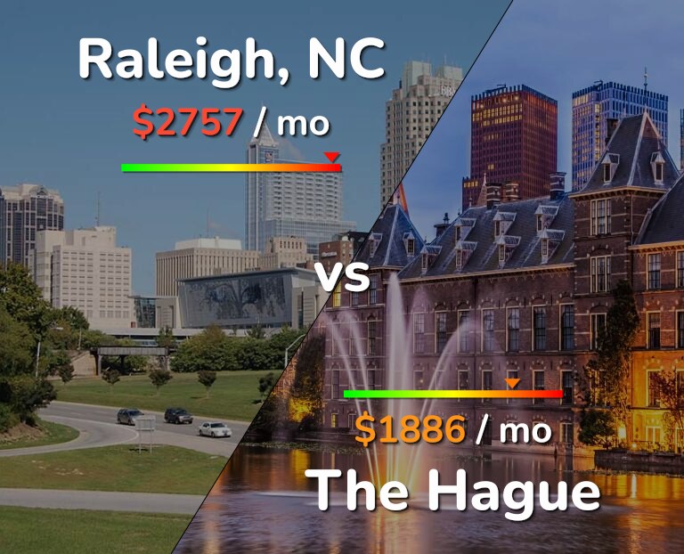 Cost of living in Raleigh vs The Hague infographic