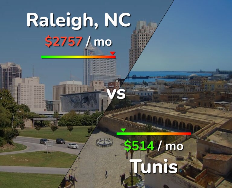 Cost of living in Raleigh vs Tunis infographic
