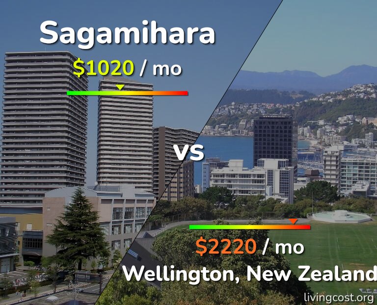 Cost of living in Sagamihara vs Wellington infographic