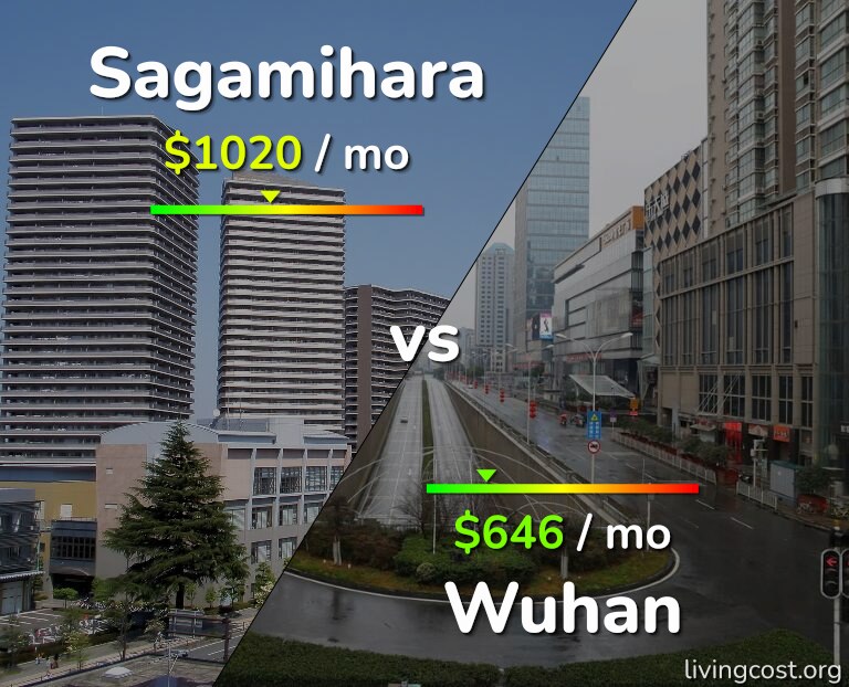 Cost of living in Sagamihara vs Wuhan infographic
