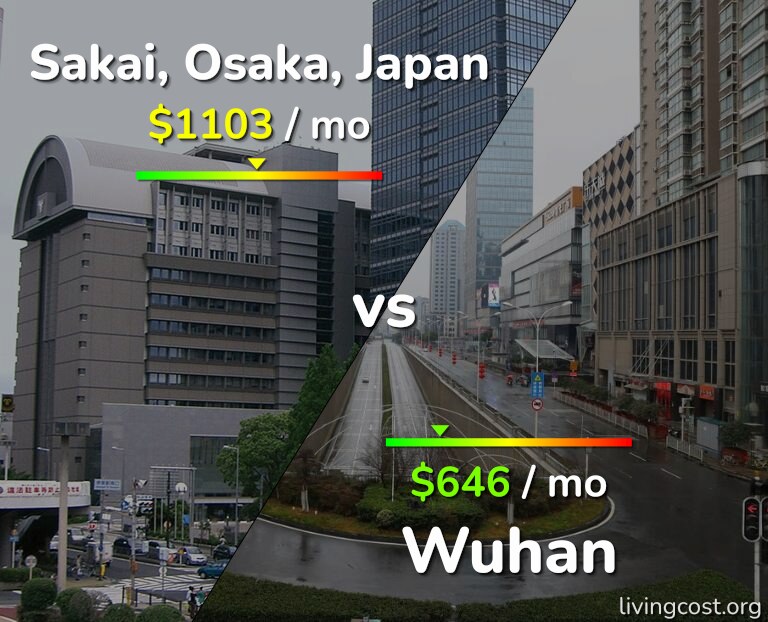 Cost of living in Sakai vs Wuhan infographic