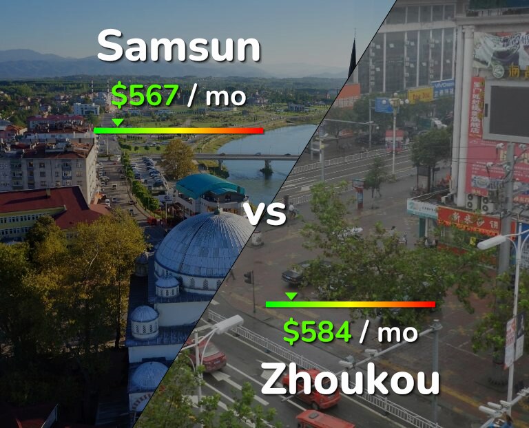 Cost of living in Samsun vs Zhoukou infographic