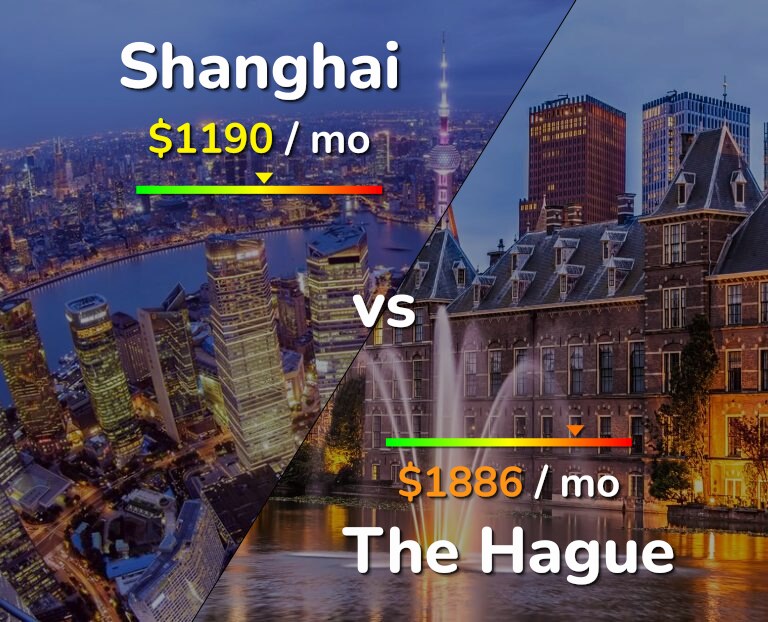 Cost of living in Shanghai vs The Hague infographic