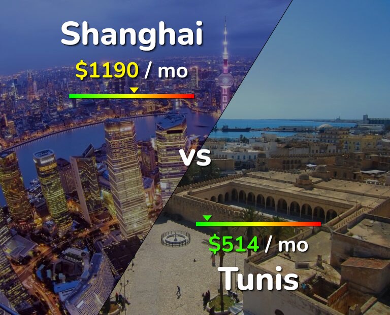 Cost of living in Shanghai vs Tunis infographic