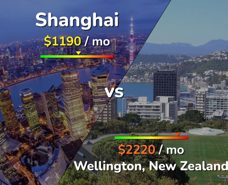 Cost of living in Shanghai vs Wellington infographic