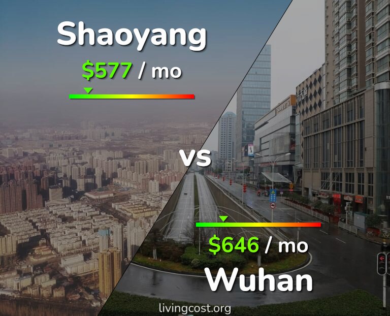 Cost of living in Shaoyang vs Wuhan infographic