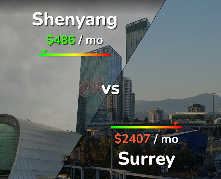 Cost of living in Shenyang vs Surrey infographic