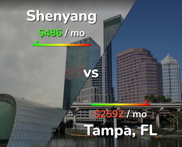 Cost of living in Shenyang vs Tampa infographic