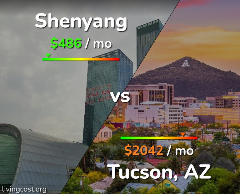 Cost of living in Shenyang vs Tucson infographic