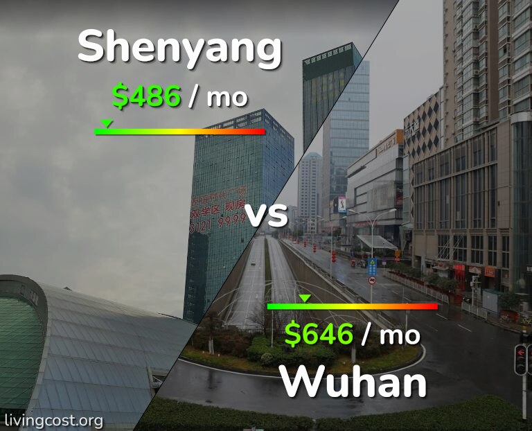 Cost of living in Shenyang vs Wuhan infographic