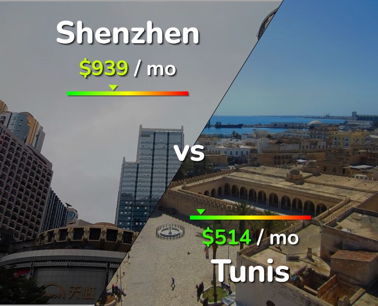Cost of living in Shenzhen vs Tunis infographic