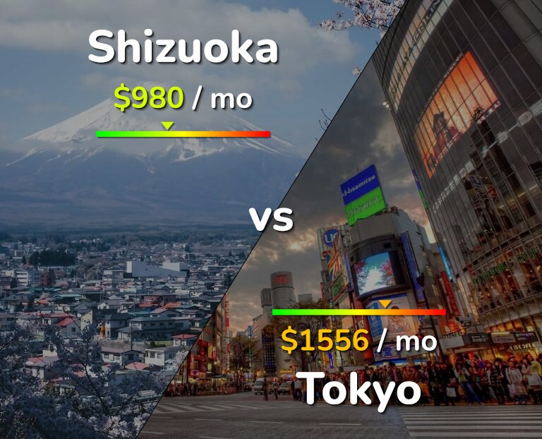 Cost of living in Shizuoka vs Tokyo infographic