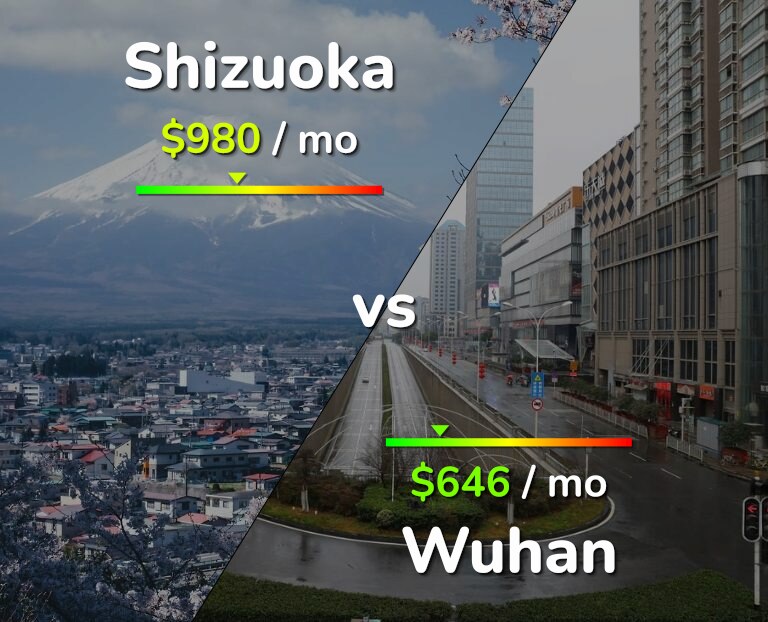 Cost of living in Shizuoka vs Wuhan infographic