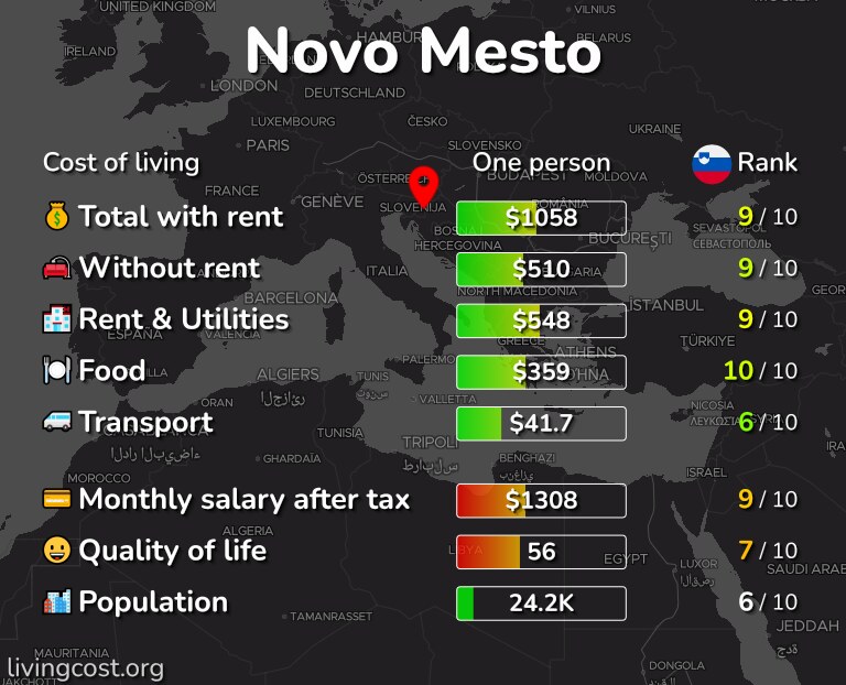 Cost of living in Novo Mesto infographic