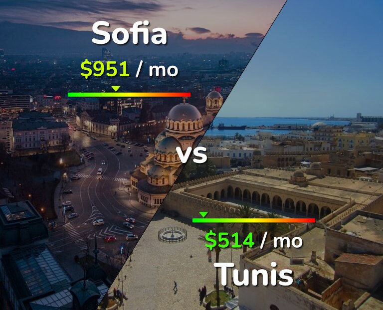 Cost of living in Sofia vs Tunis infographic