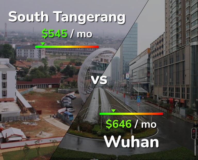 Cost of living in South Tangerang vs Wuhan infographic