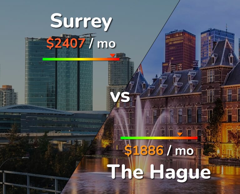 Cost of living in Surrey vs The Hague infographic
