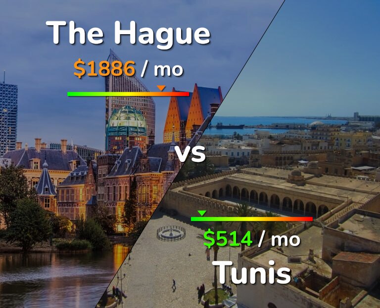 Cost of living in The Hague vs Tunis infographic