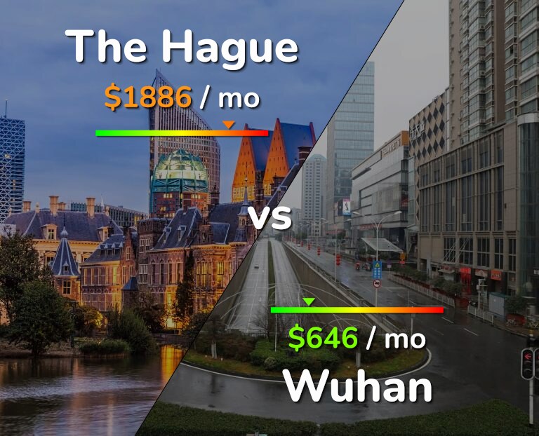 Cost of living in The Hague vs Wuhan infographic