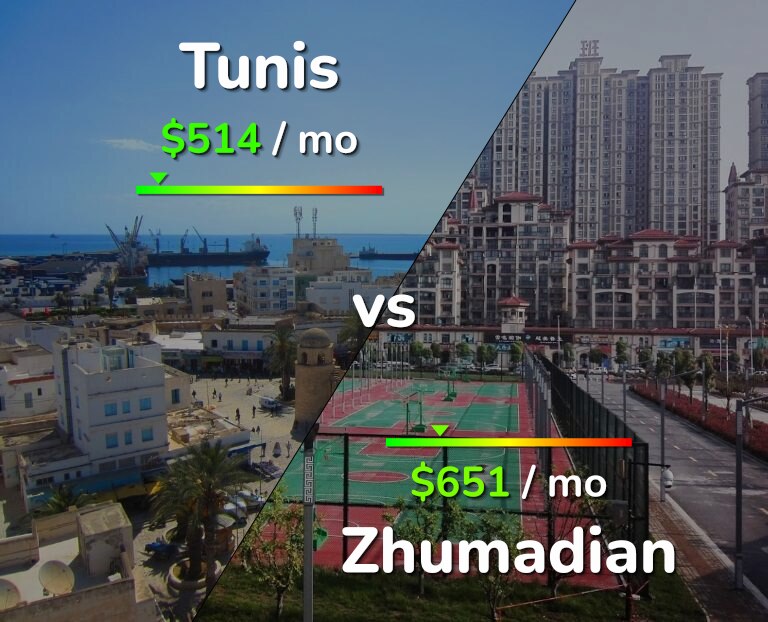 Cost of living in Tunis vs Zhumadian infographic