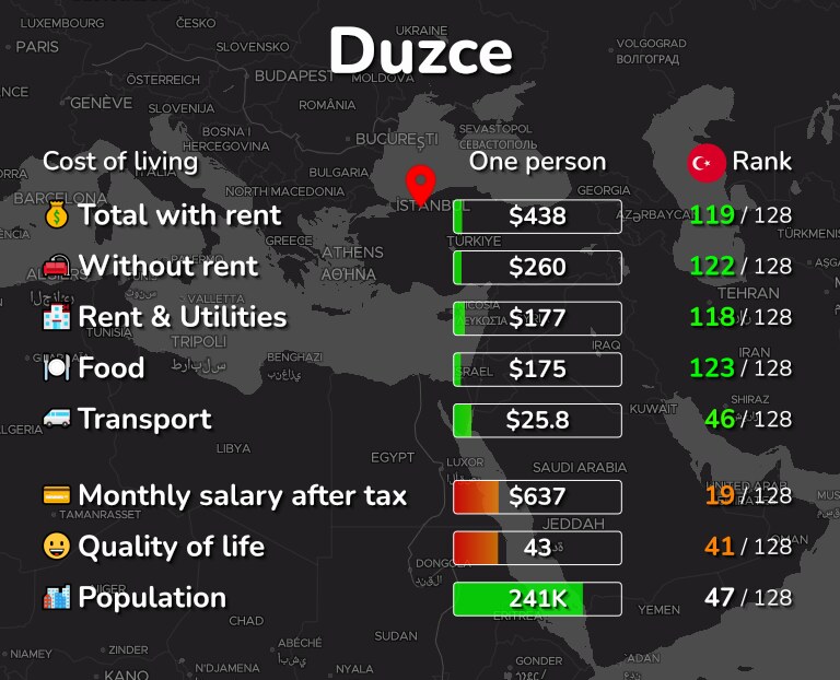Cost of living in Duzce infographic