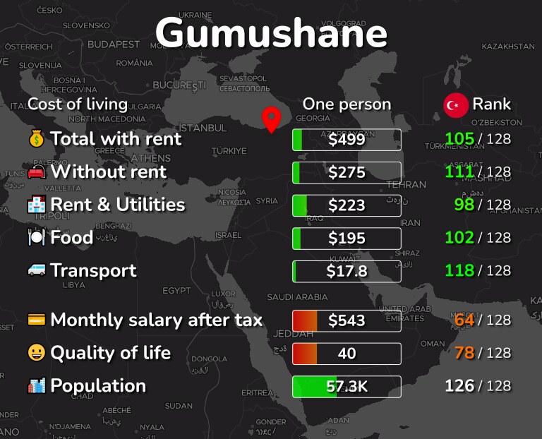 Cost of living in Gumushane infographic
