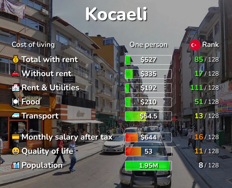 Cost of living in Kocaeli infographic
