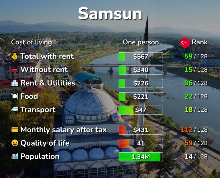 Cost of living in Samsun infographic