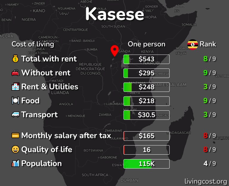 Cost of living in Kasese infographic