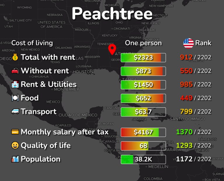 Cost of living in Peachtree infographic