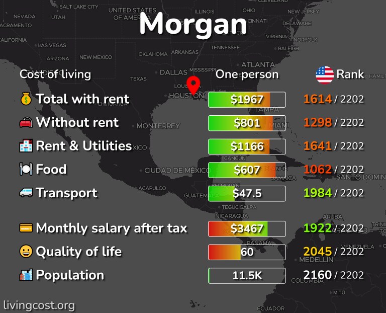 Cost of living in Morgan infographic