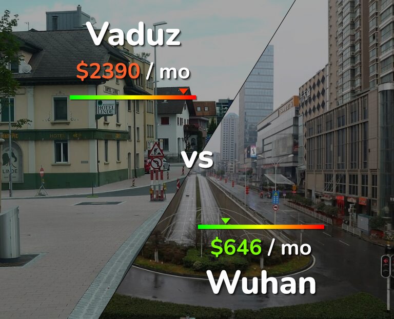 Cost of living in Vaduz vs Wuhan infographic